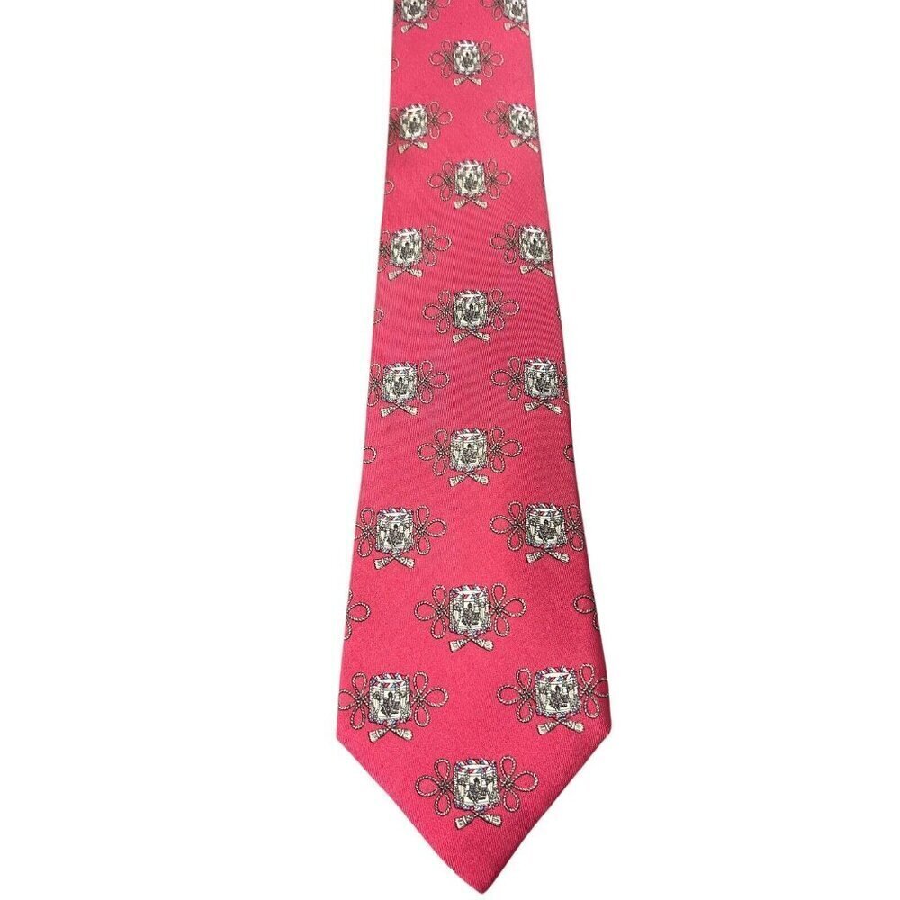 Hermès Silk Tie Fleur de Lis Crown Pattern Made in France